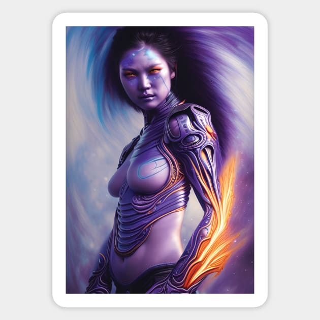 Cosmic Woman | Fantasy Concept Art | Futuristic Character Artwork | Cybernetic Girl Sticker by GloomCraft